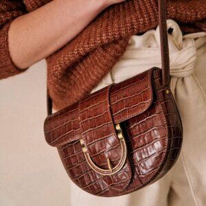 Sézane T. Bag Bordeaux Bimaterial Leather